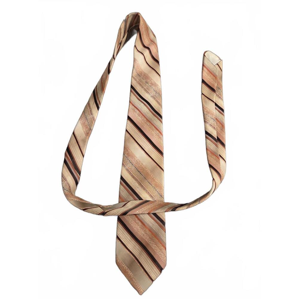 Diagonal Striple Necktie | Wembley - Orange Brown Beige - Vintage